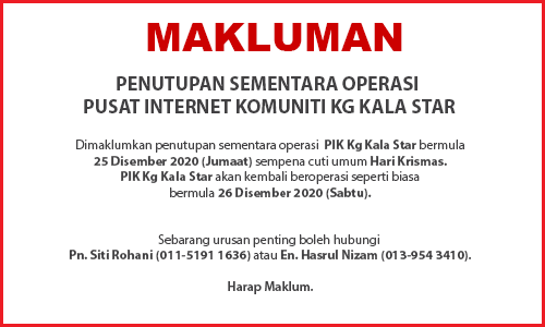 NOTIS PENUTUPAN PI HARI KRISMAS