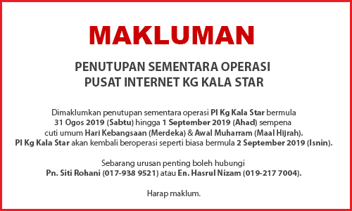 NOTIS PENUTUPAN HARI KEBANGSAAN AWAL MUHARRAM