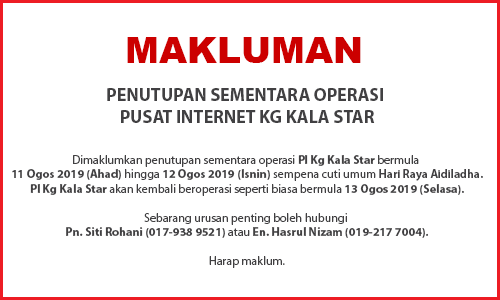 NOTIS PENUTUPAN HARI RAYA AIDILADHA