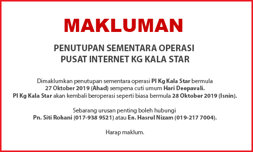NOTIS PENUTUPAN PI HARI DEEPAVALI