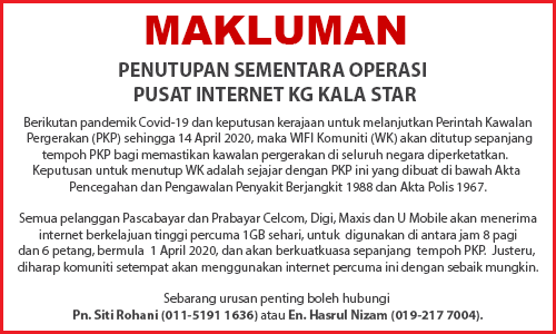 NOTIS PENUTUPAN PI COVID19