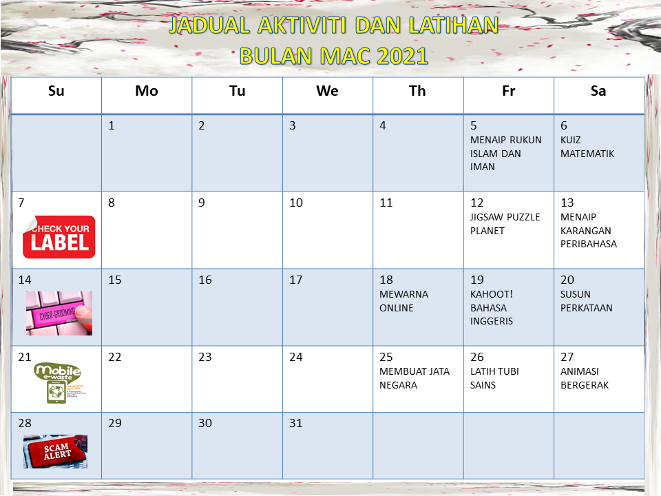 JADUAL AKTIVITI MAC 2021