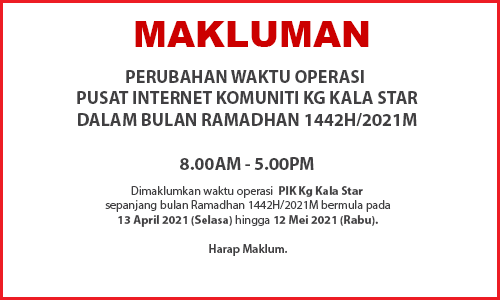 NOTIS PERUBAHAN WAKTU OPERASI RAMADHAN