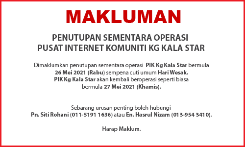 NOTIS PENUTUPAN PIK HARI WESAK