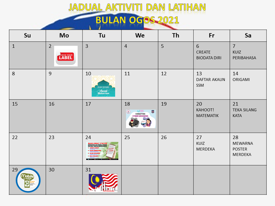 JADUAL AKTIVITI OGOS 2021