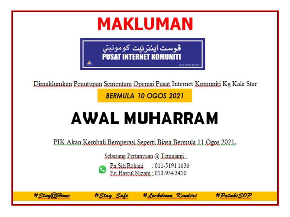 NOTIS PENUTUPAN PIK AWAL MUHARRAM