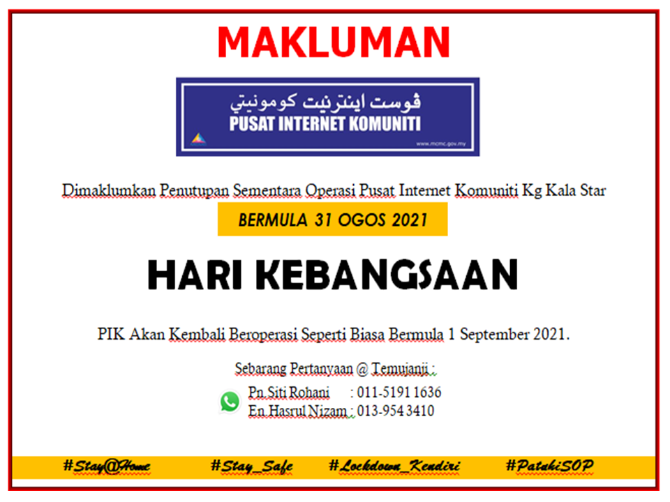 NOTIS PENUTUPAN PIK HARI KEBANGSAAN