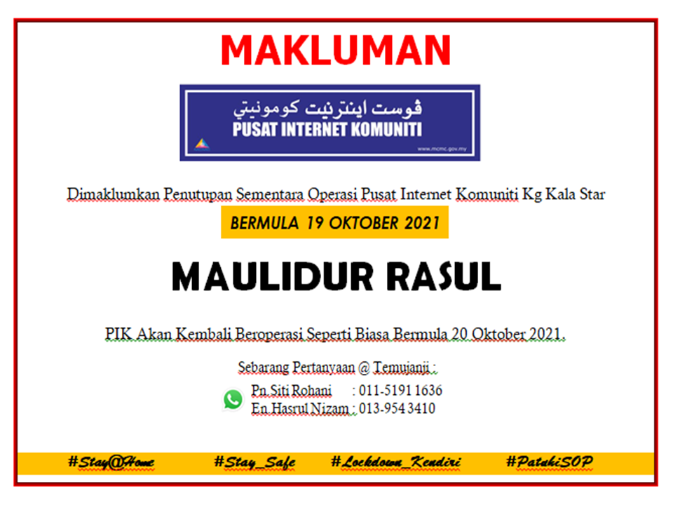 NOTIS PENUTUPAN PIK MAULIDUR RASUL