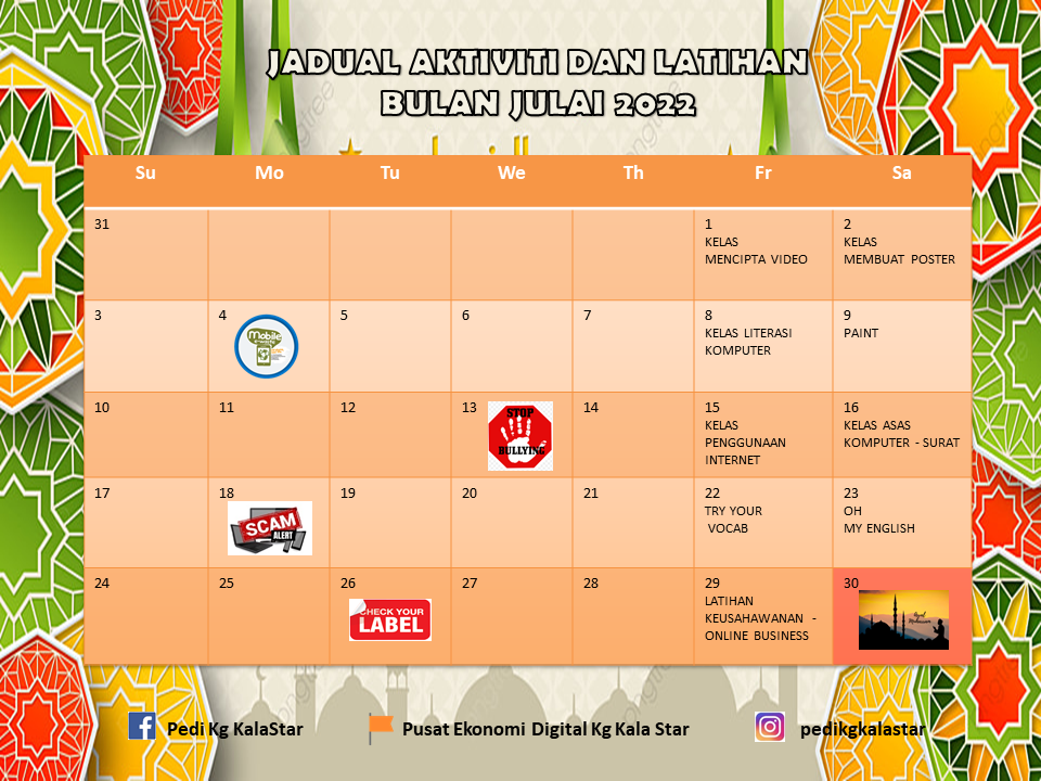 JADUAL AKTIVITI JULAI 2022