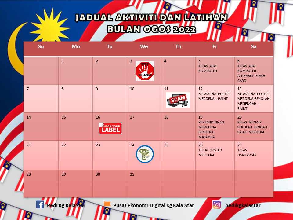 JADUAL AKTIVITI OGOS 2022