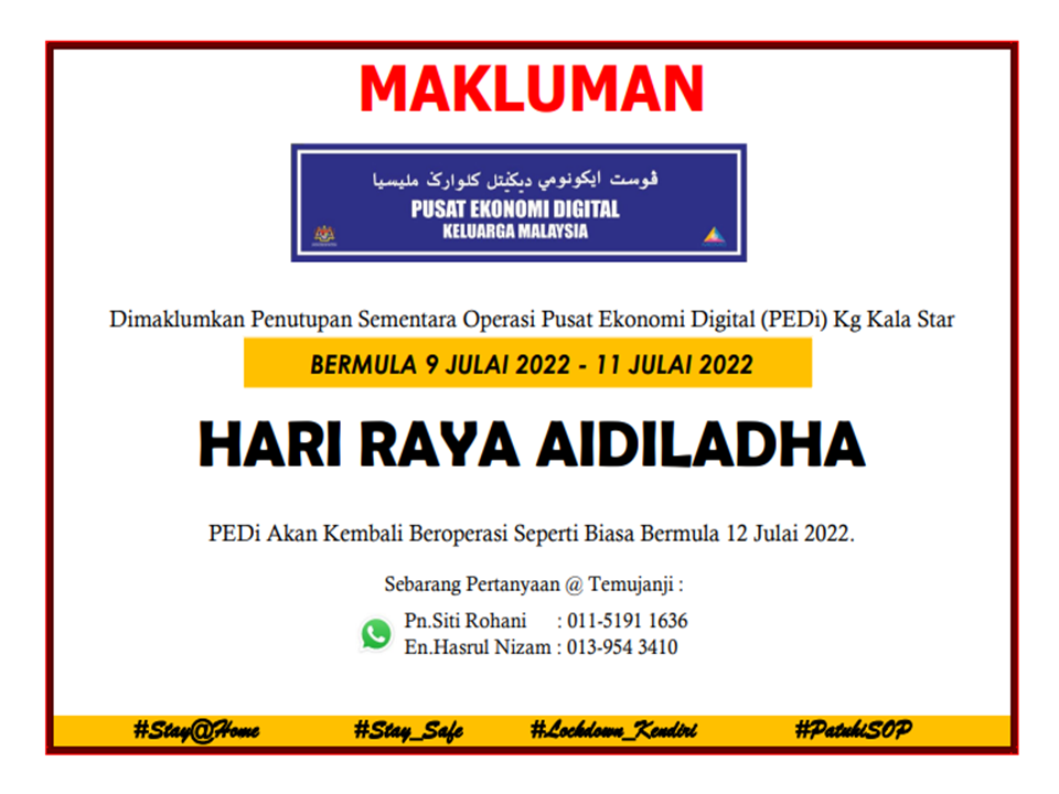 NOTIS PEDi HARI RAYA AIDILADHA