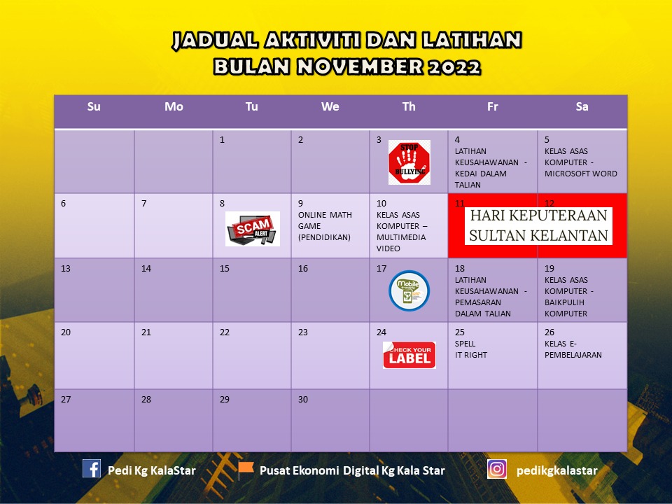 JADUAL AKTIVITI NOVEMBER 2022