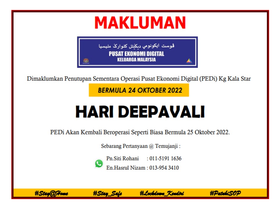 NOTIS PENUTUPAN PEDi HARI DEEPAVALI