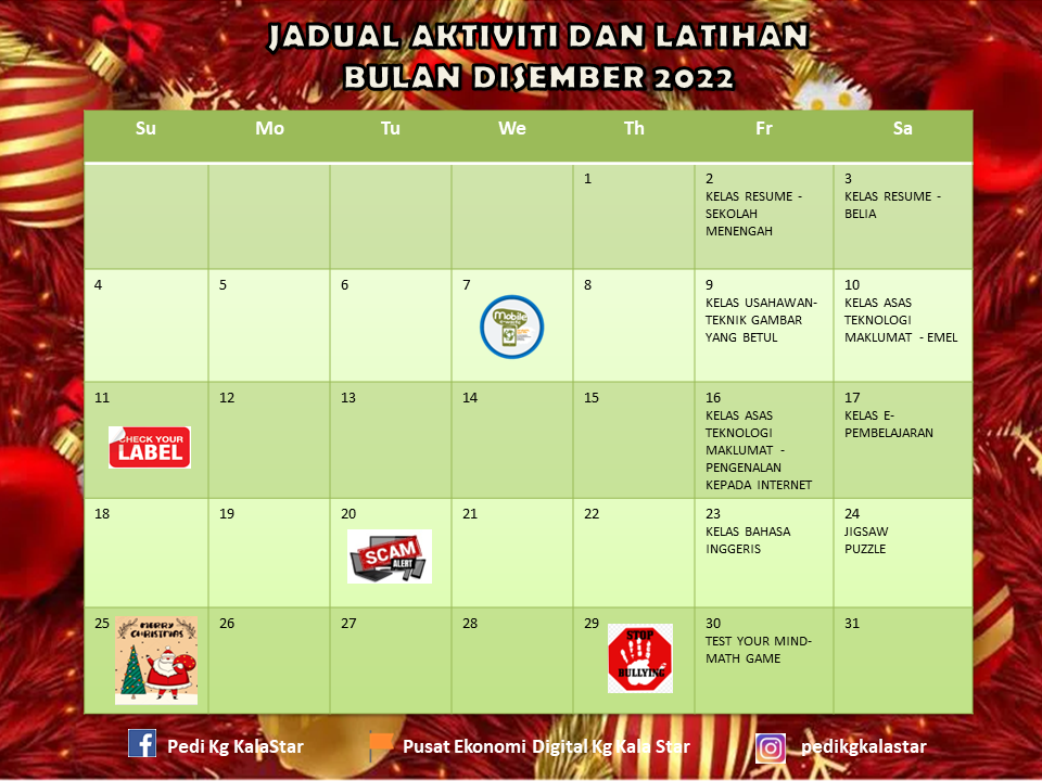 JADUAL AKTIVITI DISEMBER 2022