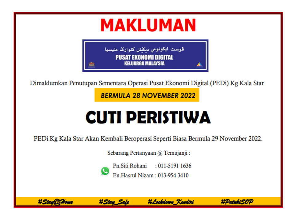NOTIS PENUTUPAN PEDi CUTI PERISTIWA