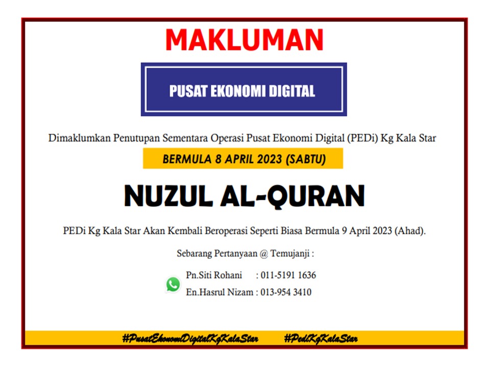 NOTIS PENUTUPAN PEDi NUZUL AL QURAN