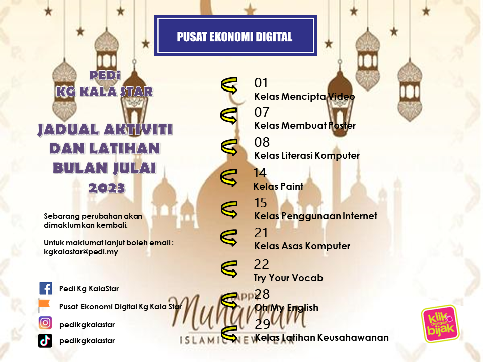 JADUAL AKTIVITI JULAI 2023