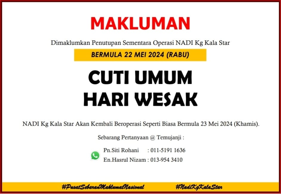 NOTIS PENUTUPAN NADI HARI WESAK