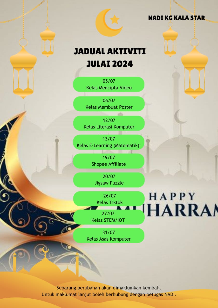 JADUAL AKTIVITI JULAI 2024