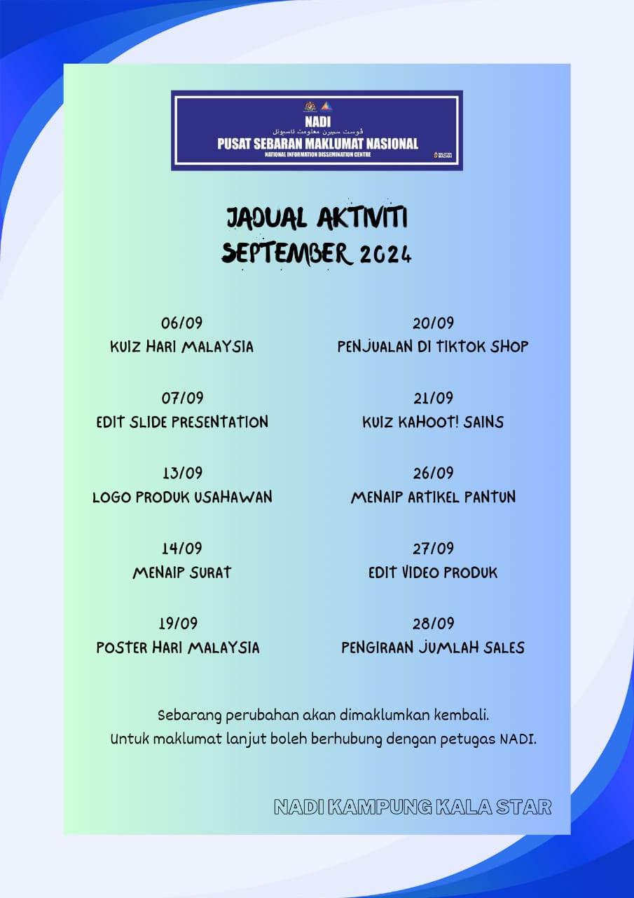 JADUAL AKTIVITI SEPTEMBER 2024