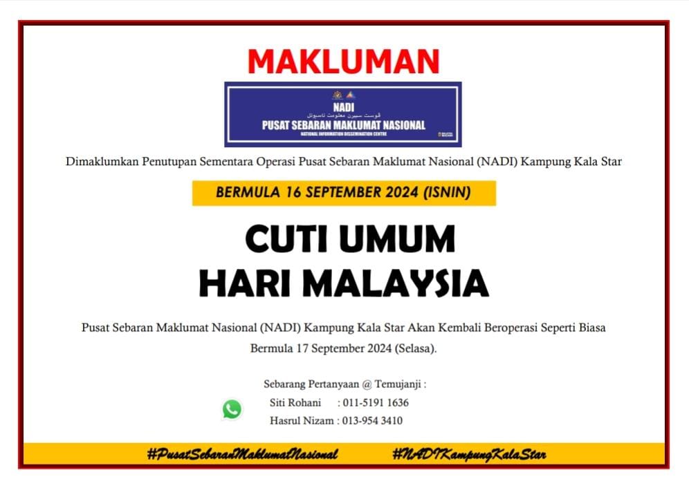 NOTIS PENUTUPAN NADI HARI MALAYSIA